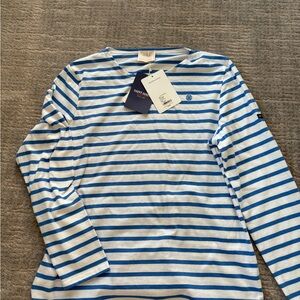 Lily Pulitzer Collab w/Saint James Blue and White Striped Long Sleeve Shirt